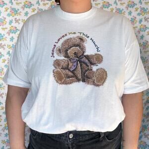 VINTAGE 90S SHORT SLEEVE FRUIT OF THE LOOM TEE JESUS CHRISTIAN TSHIRT SIZE XXL